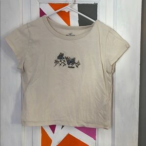 Hollister Cream Butterfly Tee